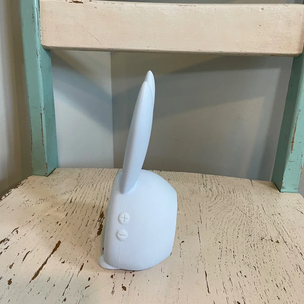 Anmones Bunny Alarm Clock Blue Silicone Digital LED Night Light USB Cute Charger